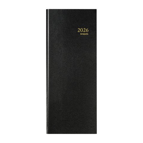 Agenda journalier Brepols Euros / Centimes Banquier Long 2 - année 2026 - 14,3 x 33 cm noir