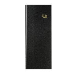 Agenda journalier Brepols Euros / Centimes Banquier Long 2 - année 2026 - 14,3 x 33 cm noir