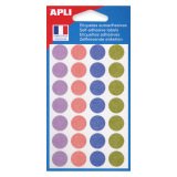 Zakje met 140 gekleurde ronde klevertjes Agipa 102149 geassorteerde pastelkleuren, Ø 15 mm