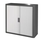 Armoire basse H 104 x L 110 cm à rideaux Easy Office, corps plastique, structure métal
