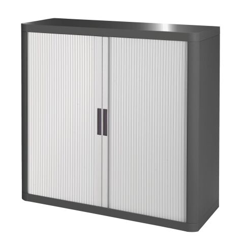 Armario de oficina poliestireno desmontable Easy Office Alt. 104 x An.110 cm Antracita Puerta persiana Blanco
