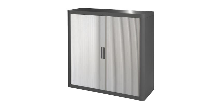 Armoire basse H 104 x L 110 cm à rideaux Easy Office, corps plastique, structure métal