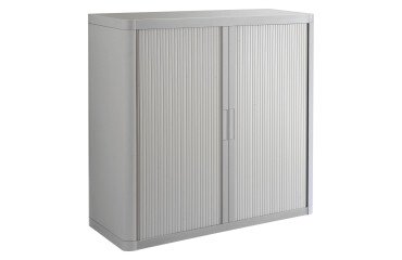 Schrank niedrig H 104 x B 110 cm mit Easy Office-Vorhängen, Plastikkorpus, Metallkonstruktion