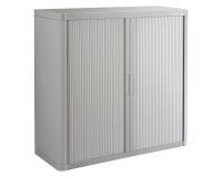 Schrank niedrig H 104 x B 110 cm mit Easy Office-Vorhängen, Plastikkorpus, Metallkonstruktion