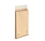 Pochette à soufflets 3 cm kraft brun armé 229 x 324 mm Bruneau 120 g avec fenêtre 50 x 105 mm - Boîte de 50