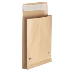 Pochette à soufflets kraft brun armé 120 gr Bruneau 260 x 330 mm soufflet 5 cm sans fenêtre - Boîte de 50