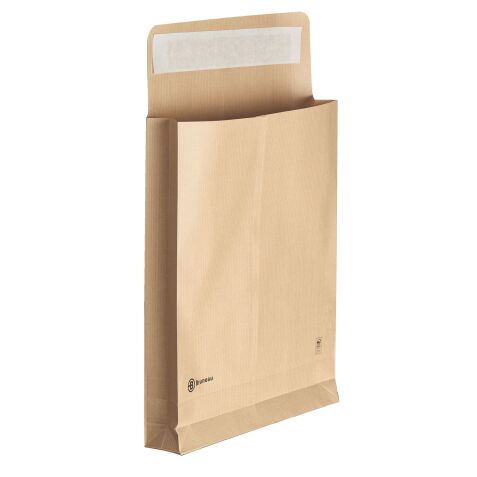 Pochette à soufflets kraft brun armé 120 gr Bruneau 260 x 330 mm soufflet 5 cm sans fenêtre - Boîte de 50
