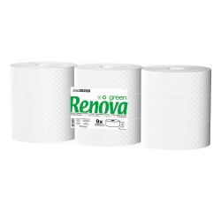 Toiletpapier Maxi Jumbo enkele laag Renova Green - doos met 9 rollen van 350 m