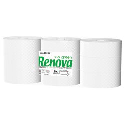 Papier toilette Maxi Jumbo simple épaisseur Renova Green - 9 rouleaux de 350 m