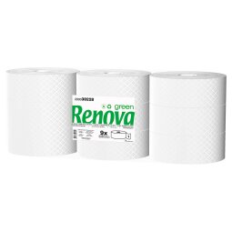 Toiletpapier Maxi Jumbo enkele laag Renova Green - doos met 9 rollen van 350 m