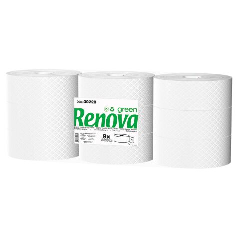 Toilet paper Maxi Jumbi single layer Renova Green - box with 9 rolls of 350 m