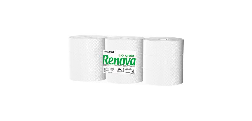 Toilettenpapier Maxi Jumbo einfache Schicht Renova Green - Schachtel mit 9 Rollen von 350 m
