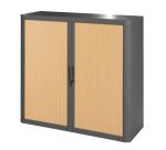 Low cabinet H 104 x W 110 cm with Easy Office curtains, plastic body, metal structure