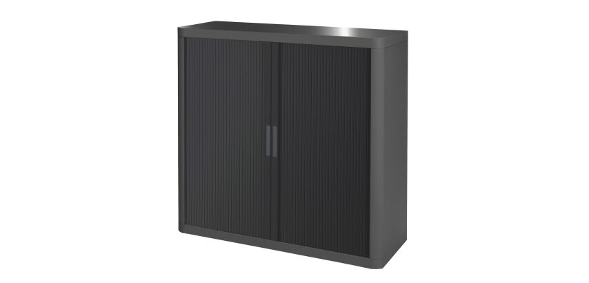 Armoire basse H 104 x L 110 cm à rideaux Easy Office, corps plastique, structure métal