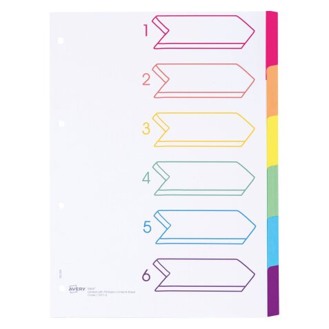 Set of dividers Bristol, A4, 6 divisions