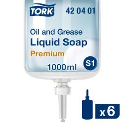 Savon liquide Tork Premium Spécial graisses et la saleté, pour distributeurs S1/S11 - Cartouche de 1 L