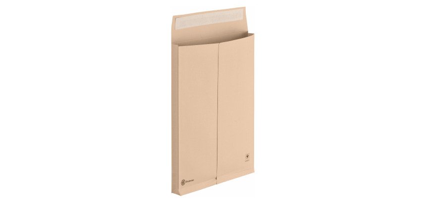 Pochette à soufflets 3 cm kraft brun armé 275 x 365 mm Bruneau 120 g sans fenêtre - Boîte de 50