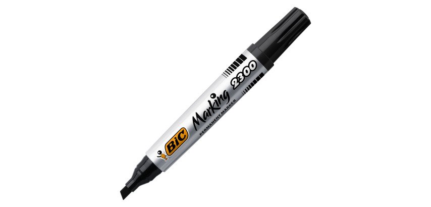 Permanent marker Bic 2300 with slanted point from 3,1 to 5,3 mm