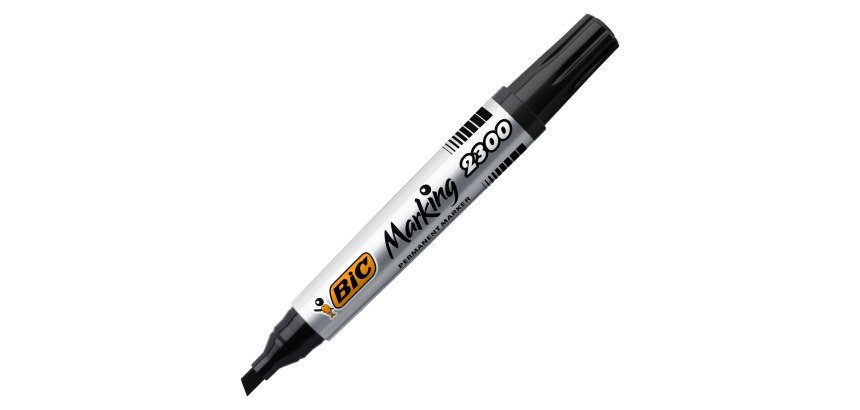 Marqueur permanent Bic 2300 pointe biseautée de 3,1 à 5,3 mm noir
