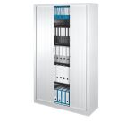 Pack armoires métal à rideaux Généric H 198 cm blanche : 1 achetée = 1 armoire H 100 cm offerte
