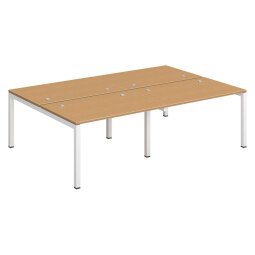 Satz von 4 geradlinigen Arbeitstischen Arko B 360 x T 168 cm Tischplatten weiß metallenes bogentörmiges Gestell in Aluminium 