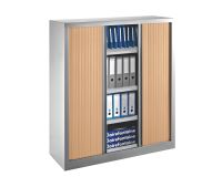 Armoires à rideaux monobloc H 136 x L 120 cm corps aluminium rideaux hêtre