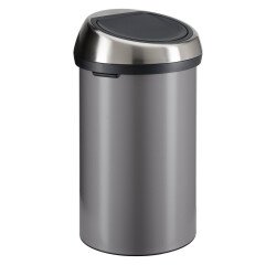 Trash can 60 liters Brabantia Touch Bin oval stainless steel platinum