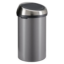 Poubelle 60 litres Brabantia Touch Bin ronde inox platinium