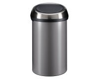 Vuilnisbak 60 liter Brabantia Touch Bin rond inox platinum