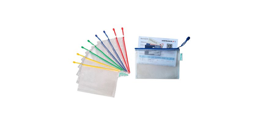 Bolsas de documentos Tarifold A6 reforzados con cremallera Tarifold Colores surtidos Paquete de 8 Bolsas