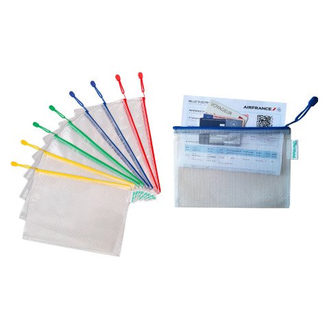 Bolsas de documentos Tarifold A6 reforzados con cremallera Tarifold Colores surtidos Paquete de 8 Bolsas