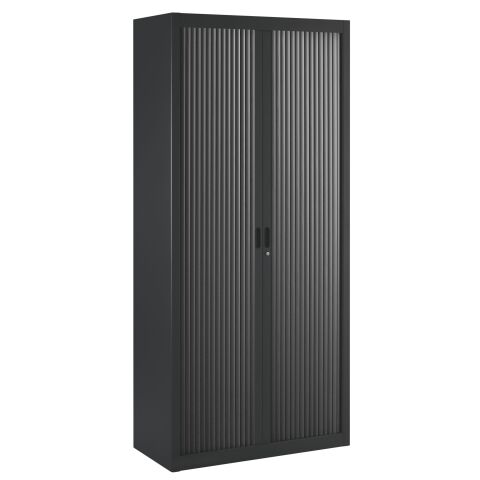 Armario de oficina metálico desmontable Budget Alt. 195 x An. 90 cm Negro Puerta persiana Negro