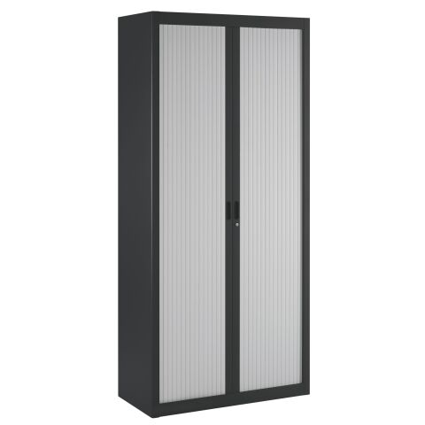 Armario de oficina metálico desmontable Budget Alt. 195 x An. 90 cm Negro Puerta persiana Gris