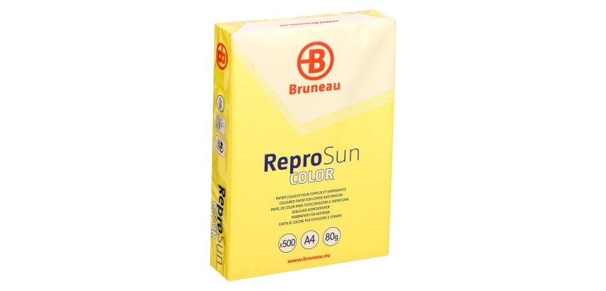 Papier couleur A4 80 g Bruneau Reprosun couleurs vives - Ramette de 500 feuilles