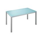 Bureau droit plateau en verre aigue-marine L 140 x P 80 cm, piétement métal droit - Next