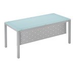Table de réunion rectangulaire modulaire en verre aigue-marine L 160 x P 80 cm - Next