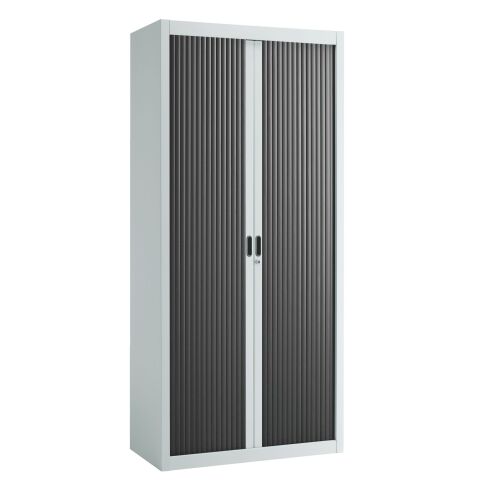 Armario de oficina metálico desmontable Budget Alt. 195 x An. 90 cm Gris Puerta persiana Negro