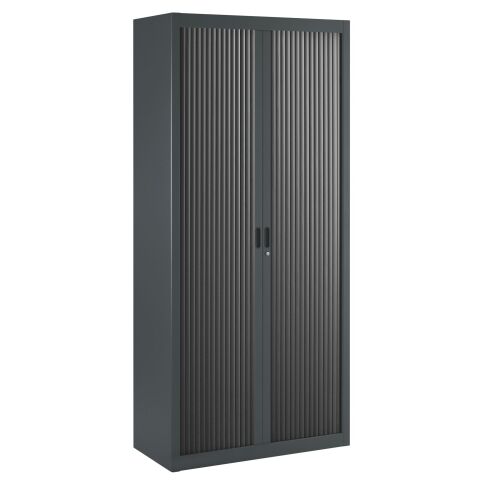 Armario de oficina metálico desmontable Budget Alt. 195 x An. 90 cm Antracita Puerta persiana Negro