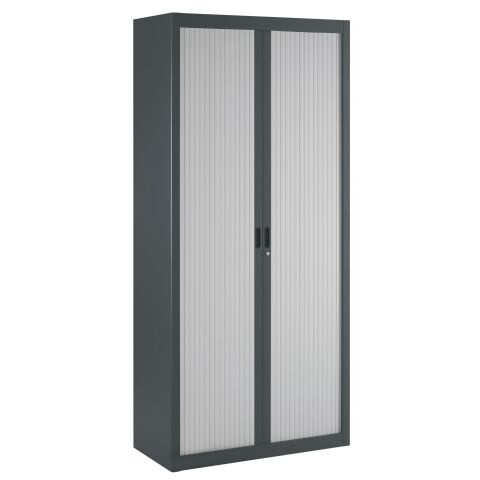 Armario de oficina metálico desmontable Budget Alt. 195 x An. 90 cm Antracita Puerta persiana Gris