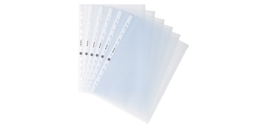 Perforated pockets Bruneau A4 grained polypropylene 9/100th - Box of 100