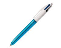 Stylo bille Bic 4 couleurs Shine bleu rétractable pointe 1 mm - écriture moyenne