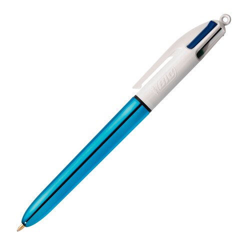 Boligrafo 4 colores Bic Shine metalizado azul