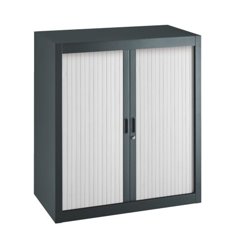 Armario de oficina metálico desmontable Budget Alt. 100 x An. 90 cm Antracita Puerta persiana Gris