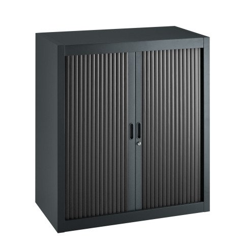 Armario de oficina metálico desmontable Budget Alt. 100 x An. 90 cm Antracita Puerta persiana Negro
