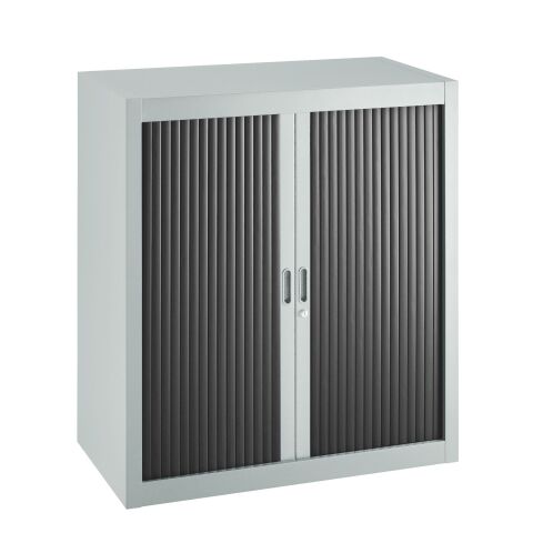 Armario de oficina metálico desmontable Budget Alt. 100 x An. 90 cm Gris Puerta persiana Negro