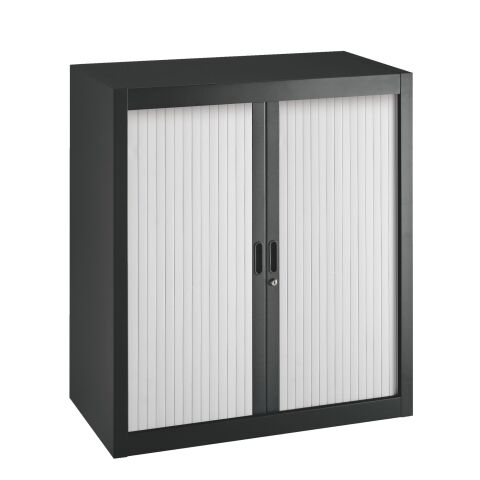 Armario de oficina metálico desmontable Budget Alt. 100 x An. 90 cm Negro Puerta persiana Gris
