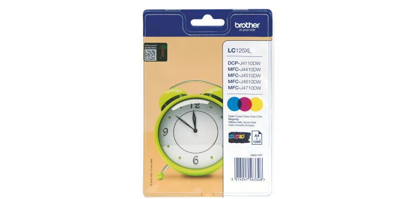 Brother LC125XL Pack de 3 cartouches couleurs haute capacité pour imprimante jet d'encre
