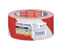 Cinta adhesiva PVC de señalisation Tesa rojo y blanco 66 m x 50 mm.