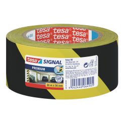 Cinta adhesiva de señalización Tesa Premium PVC 66 m x 50 mm amarillo / negro