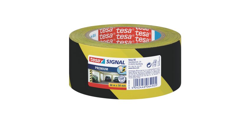 Flagging tape TESA PVC 50 mm x 66 m - yellow and black 